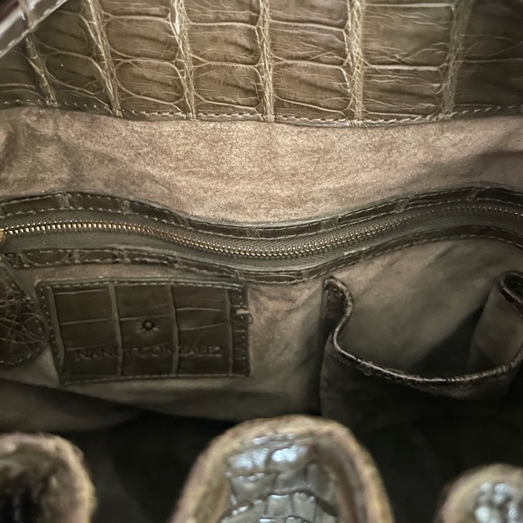 Nancy Gonzalez Caiman Tassel Army Green Bucket Bag - Picture 14 of 14